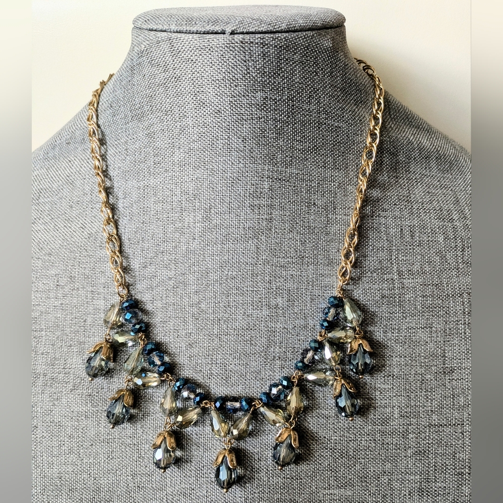 Sparling, Blue Beaded Faceted Necklace, - Picture 10 of 10